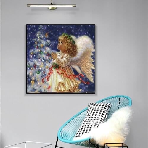 Full Square/Round 5D DIY Diamond Painting Christmas angel picture Of Rhinestone Mosaic Diamond Embroidery Home Decoration FG1683