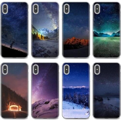 TPU Transparent Skin Cover For Sony Xperia XA1 XA2 ULTRA 10 X L2 For Oppo realme c3 6 6S 6i 7 7i Pro c11 Alaska Mountains Night
