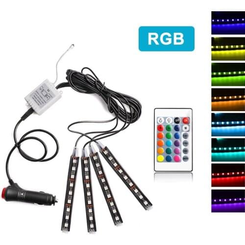 Remote Control Car Atmosphere Light Decorative Light LED Colorful One Tow Four Car Interior Foot Light Car RGB Atmosphere Light