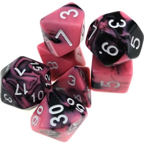Rollooo Gemini Dice (Pink and Black) RPG Role Playing Game Dice Set