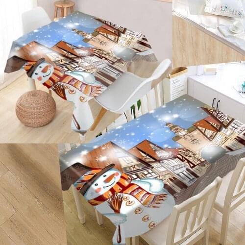 Christmas Snowman Table Cover Printing Waterproof Tablecloth More Size Tablecloths Kitchen Wedding Hotel Decoration