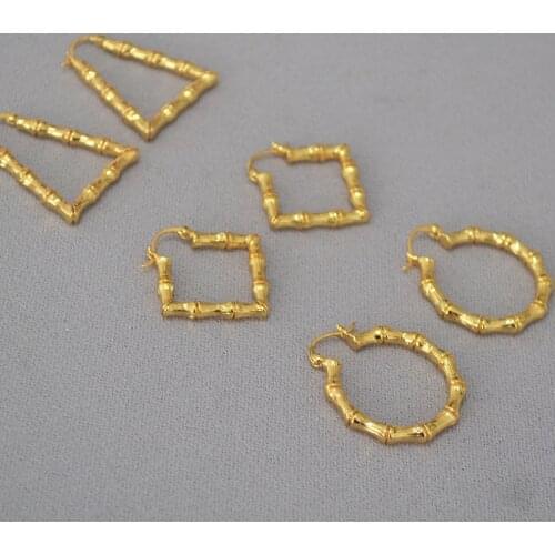 European and American retro exaggerated atmosphere brass slub texture geometry temperament earrings earrings