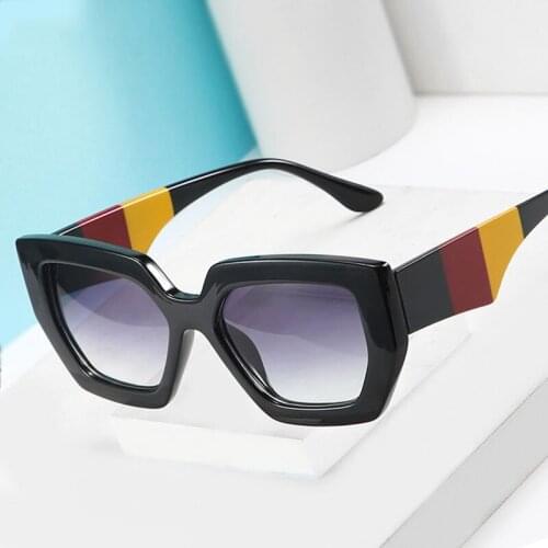 Veshion Big Frame Spuare Color Stitching Sunglasses Men Women Fashion Shades UV400 Vintage Glasses