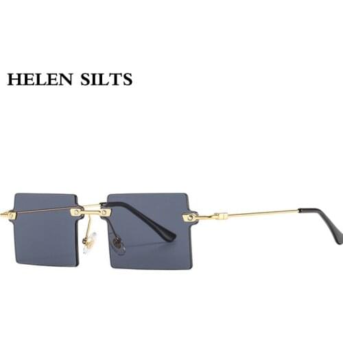Trendy Small Rectangle Rimless Sunglasses Women Men New Square Fashion Metal Sun Glasses Female Retro Shades UV400 Eyewear H84