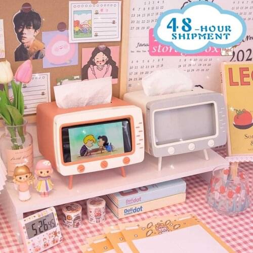 Creative TV Tissue Box Kitchen Tissue Storage Containers Living Room Drawer Multi-function Mobile Phone Shelf Bathroom Organizer