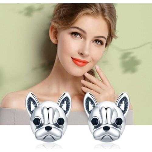 1 Pair French Bulldog Metal Earrings Lovely Animal Ear Studs for Women Fashion Jewelry Gift