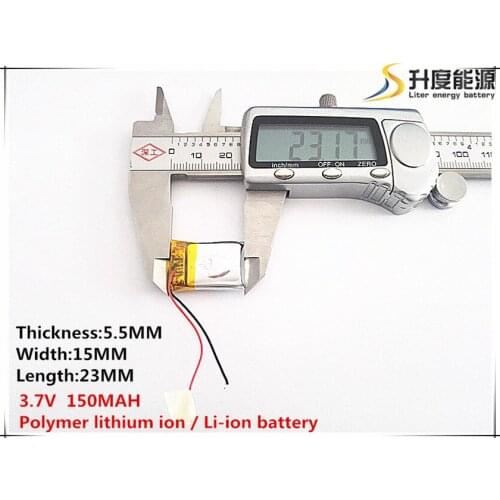 1pcs [SD] 3.7V,150mAH,[551523] Polymer lithium ion / Li-ion battery for TOY,POWER BANK,GPS,mp3,mp4,cell phone,speaker
