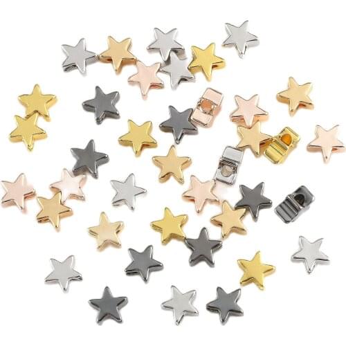 10pcs/lot 6x3mm Inside Hole 2mm Metal Gold Silver Color Star Shape Loose Spacer Beads DIY Jewelry Making Findings Charm Beads
