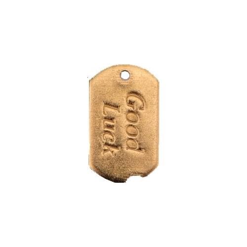 15mm solid English letter tag copper sheet Good Luck single hole bracelet pendant diy copper jewelry accessories