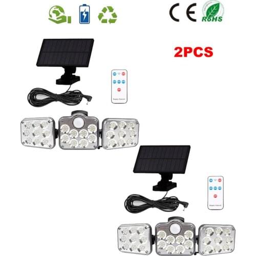 2pcs 138 led seperable remote Solar Light Powered Sunlight Outdoor Solar Lamp Waterproof PIR Motion Sensor Street Garden Décor s