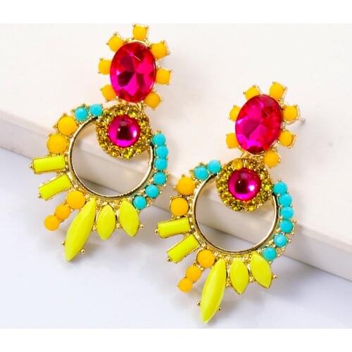 2021 New Romantic Earrings Vintage Candy Color Sweet Teardrop Earrings For Women Resin Beads Pendant Earrings Jewelry Party Gift