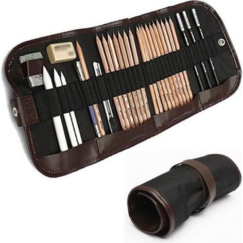 29Pcs/set Sketching Pencil Set Charcoal Extender Eraser Cutter Drawing Suit Art Kit