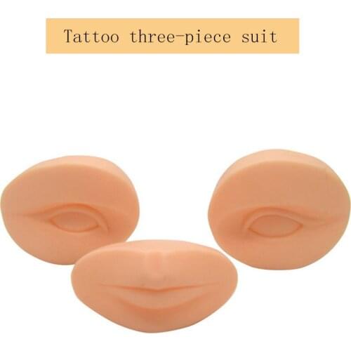 3D Permanent Makeup Tattoo Practice Skin Replacement Part 2 Eyes+1 Lip Soft Silicone for Training Microblading Mannequin Head