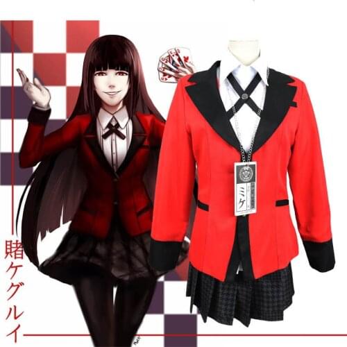 7PCS Hot Cool Cosplay Costumes Anime Kakegurui Yumeko Jabami Japanese School Girls Uniform Full Set Halloween party cosplay