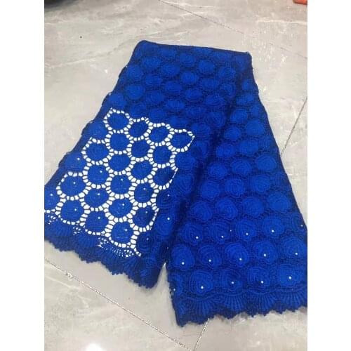 African Lace Fabric 5 Yard With Stones Guipure Lace Water Soluble Nigerian Cord Lace fabric for Women Party Dress