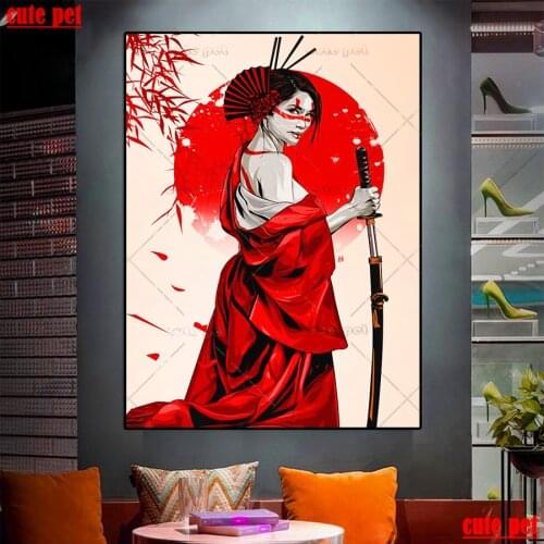 DIY Diamond Painting Cross Stitch Japanese samurai woman Full Square Drill 5D Rhinestones Diamond Embroidery Handmade Gift decor