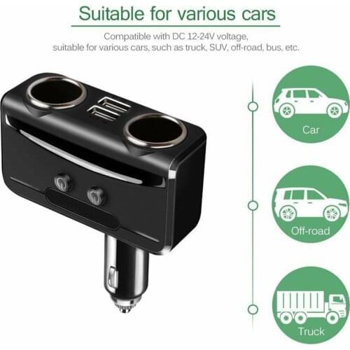 Car Lighter Charging Adapter 2 Way Double USB Ports Power Socket Automobile Charger Multifunction Splitter In Stock