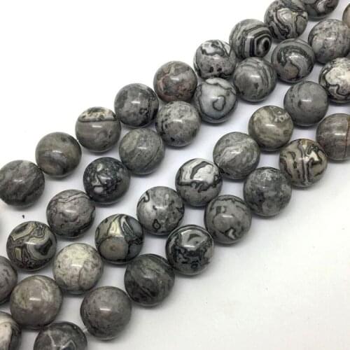 BEADZTALK Natural Black Map Picasso Stone Jewelry Make beads Round Beads Spacer DIY 4mm 6mm 8mm 10mm 12 mm Pick Size Bead