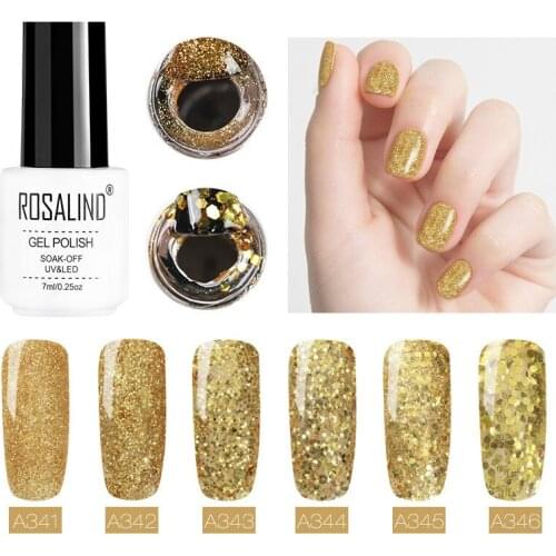 Sequin UV&LED Gel Polish Soak Off Nail Art Glitter Gold Color Nail Polish Women Nail Beauty Golden UV Gel Varnish
