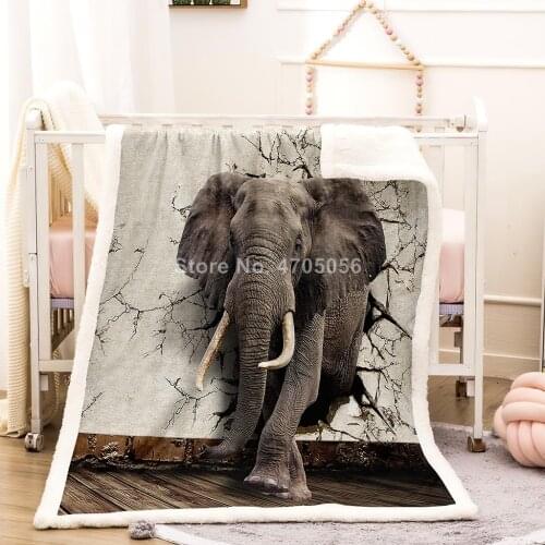 Elephant Coral Fleece Childrens Travel Blanket Siesta Blanket Custom Bed Sofa Car Autumn and Winter Sherpa Warmth Throw Blanket