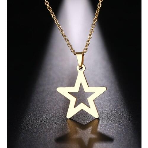 DOTIFI CACANA Stainless Steel Necklace For Women Classic hollow Star Choker Pendant Necklace Engagement Jewelry