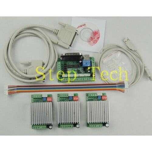 CNC Router 3 Axis Kit,TB6600 3 Axis Stepper Motor Driver Controller kit 4.5A mach3 + one 5 axis breakout board