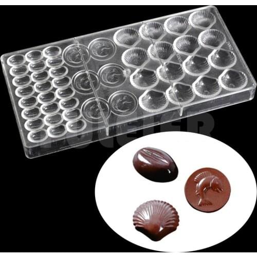Baking&pastry tool chocolate candy making molds ,sea shells shape handmade polycarbonate chocolate moulds cake baking mold