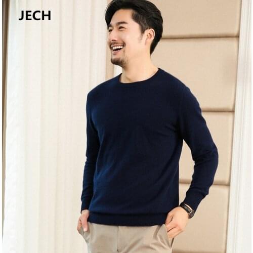 JECH Cashmere O Neck Men Big Sweaters 2018 Winter Wool Warm Fashion Solid Pullovers Autumn New Knitted Sweaters Plus Size Male