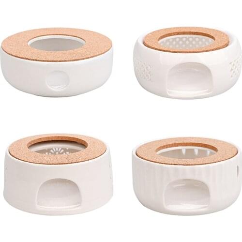Ceramic Teapot Warmer, Teapot Warmer with Rubber Cork Cushion for Glass Teapots, Ceramic Teapot for Heating Tea, Coffee, Milk