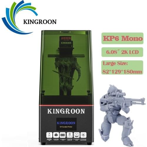 KINGROON SLA 3D Printer KP6 Mono LCD UV Resin Printer 6.08 inch 2K Monochrome Screen 3D Printing Large Print Size 82x129x180mm