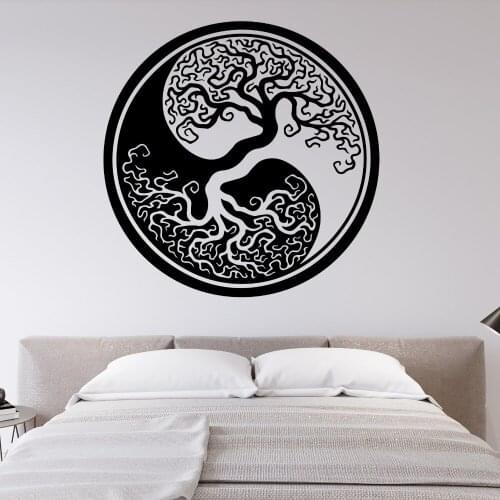 Large Tree Of Life Yin Yang Classic Round Wall Decals Tree Dot Wall Sticker Bedroom Living Room Nursery Vinyl Art Mural Decor