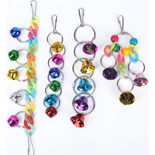 Hanging Cage Bell Bird Parrot Swing Standing Training Colorful Bell Accessories Swing Cage Home Decoration String