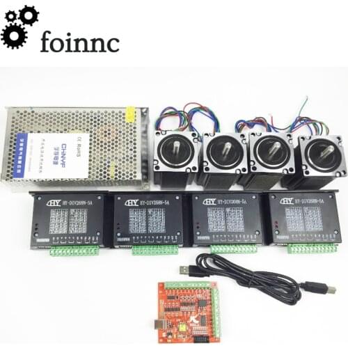 CNC system control system kit,1pcs Red Flying Eagle board+4PCS Microstep Driver DIV268+4PCS Stepper Motor+1PCS 360w Power supply