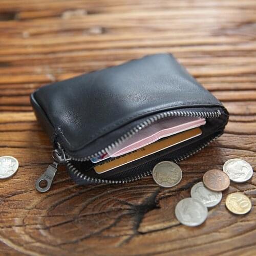 100% Genuine Leather Wallet For Men Women Handmade Cowhide Vintage Casual Short Zipper Coin Purse Money Bag Credit Card Holder