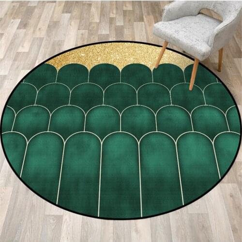 Golden Desert Blue Green Cactus Round Rugs Lliving Room Coffee Table Mat Simple Nordic Kids Carpet Round Beside Mat