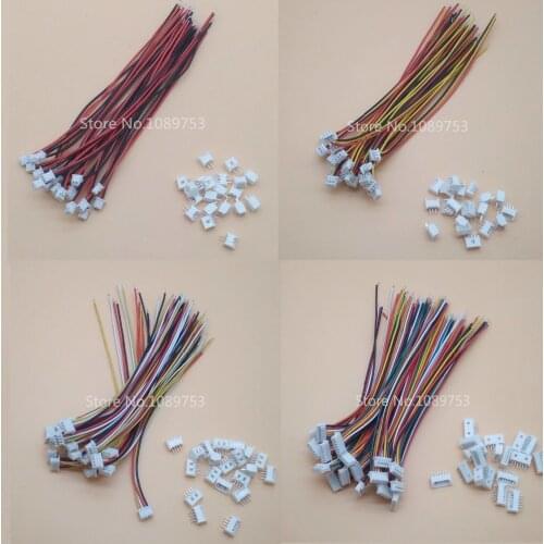Micro JST 1.25mm 1.25 JST 2P 3P 4P 5P 6P 8Pin Female Connector Plug + Male Plug With Wire 20sets