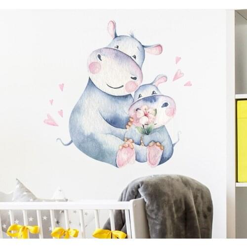 Cute Cows Flower Wall Decals Stickers Baby Store Decoration Nursery Decor Home Living Room Mural Art Poster House Decorate Vinyl