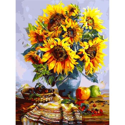Sunflowers Flower DIY Cross Stitch 11CT Embroidery Kits Needlework Craft Set Printed Canvas Cotton Thread Home Sale