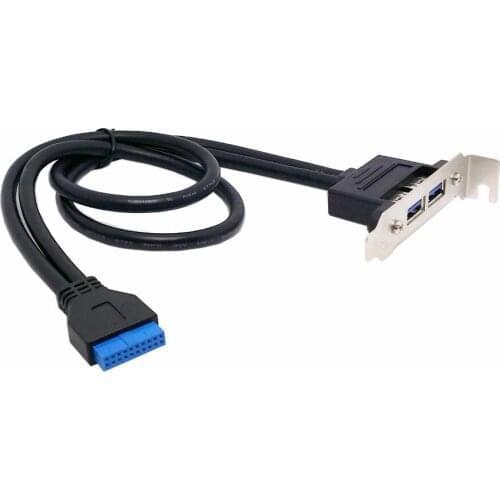 Low Profile 95mm Height USB 3.0 Female Back panel to Motherboard 20pin cable with PCI bracket 40cm