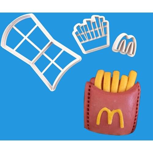 New 3pcs French fries shaped cookie cutter Cake tools Birthday Baking decorating fondant cutter tools Fondant Sugarcraft Mold