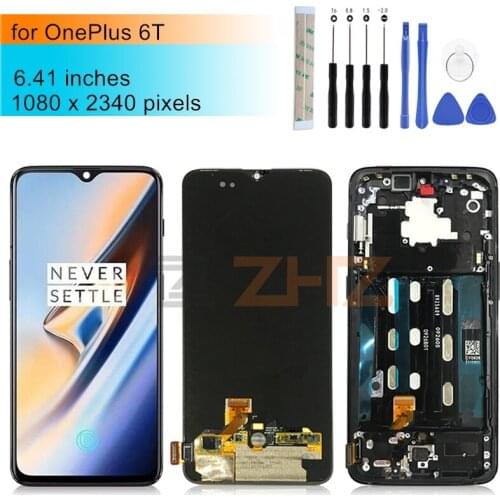 OLED for OnePlus 6T LCD Display Touch Screen Digitizer assembly with frame 6T screen replacement repair parts 6.41"