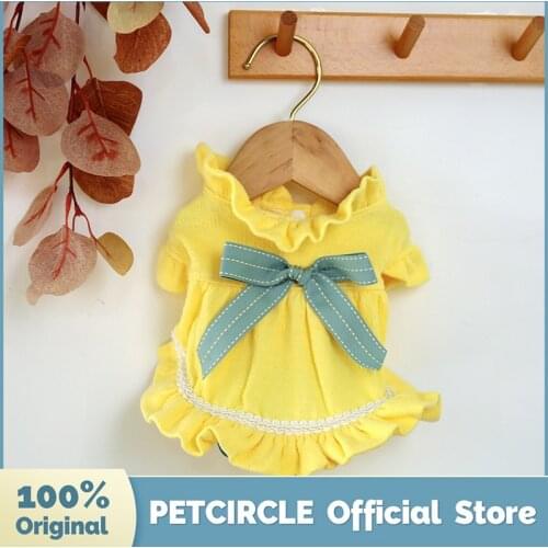 PETCIRCLE Dog Puppy Dresses Yellow Bow Cute Dress Fit Small Dog Pet Cat All season Pet Comfortable Costume Dog Cloth Dog Skirt