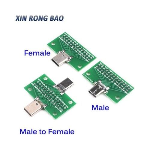 Type C Connector Socket For Data Line Wire Cable Transfer Type-C 24P 2.54mm Male to Female USB 3.1 Test PCB Board Adapter