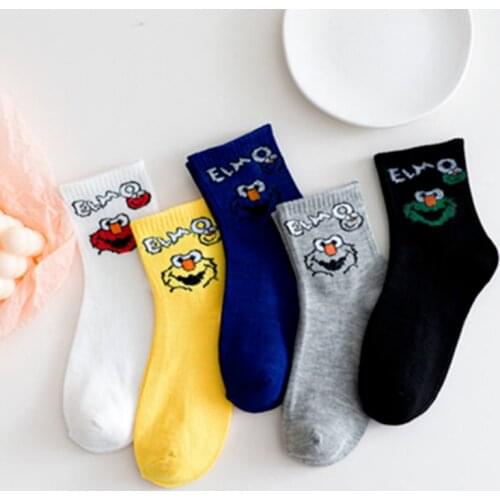 LUCKY ZONE 5 Pairs/Lot Socks Womens Socks Fashion Socks Korean Spring and Autumn Cotton Cute Cartoon Socks Long Tube Socks CBC
