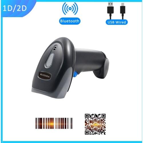 1D 2D Bluetooth Barcode Scanner 2D Wireless Bar Code Scanner Wired Handheld Barcode Reader 2D Handheld Scanner QR Code PDF417