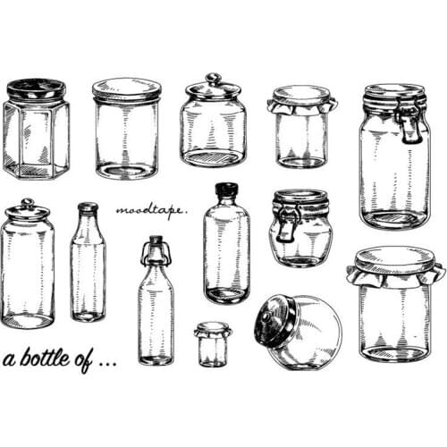 Glass Jar Clear Stamps 12 Kitchen Decorative Jar Stamps Vintage Background Stamps