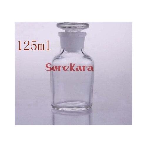 125ml Glass Reagent Bottle With Ground-in Glass Stopper Narrow Mouth Transparent Glass Bottle