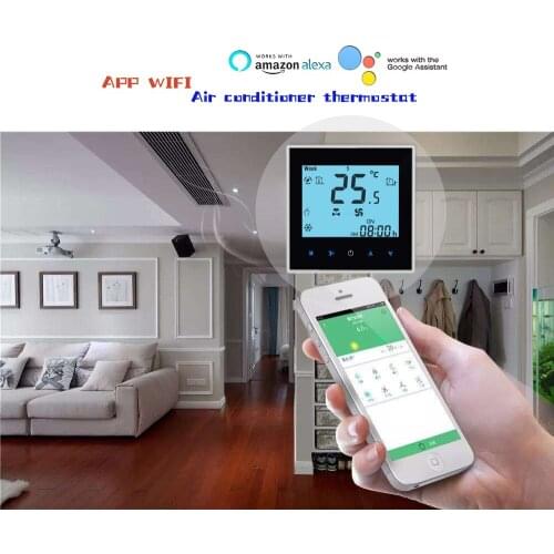 24VAC 2P Fan coil unit WIFI thermostat for heating or cooling,Works with Alexa Google home,95-240VAV optional