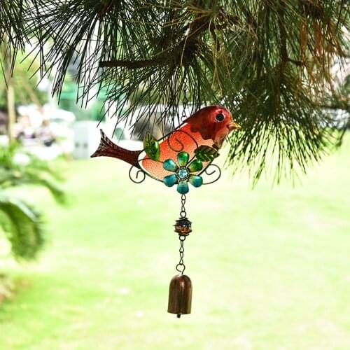 Vintage Stained Glass Bird Wind Chimes Outdoor Indoor Metal Suncatcher Doorbell For Window Home Garden Yard Patio Lawn Decoratio
