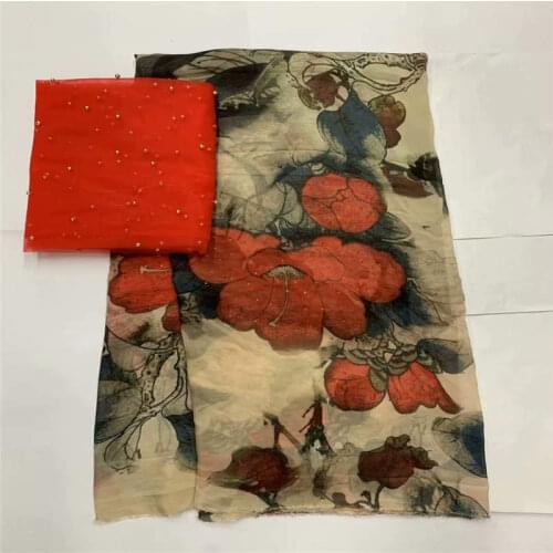 High Quality African Silk Chiffon Floral Printed Fabric For Ladies Dress Soft And Comfortable Printed Silk Fabric! LXF675